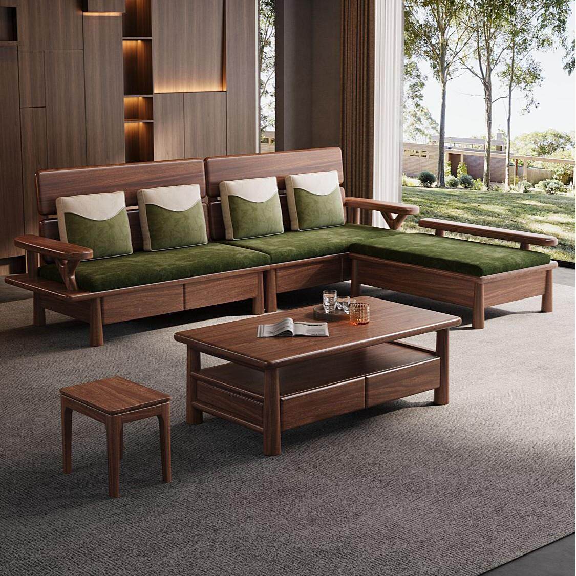 新中式黑胡桃木全实木沙发客厅家具2026新款家用简约储物沙发