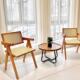 休闲家藤编椅椅子椅藤椅凳用子靠背662 原木风昌迪加尔椅阳台实木
