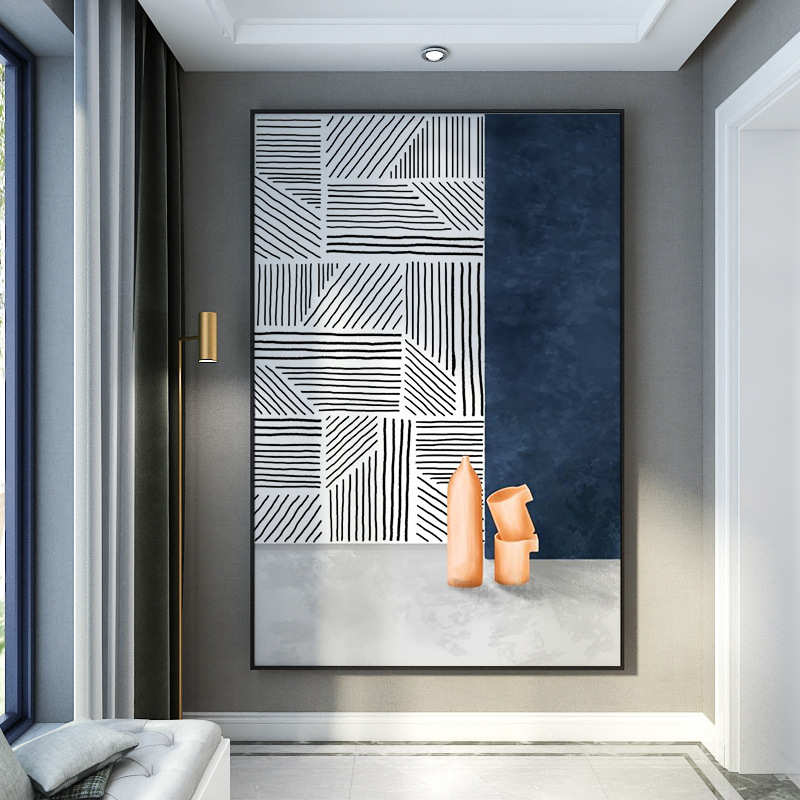 现代简约抽象艺术肌理挂画玄关装饰画走廊过道墙晶瓷画客厅落地画