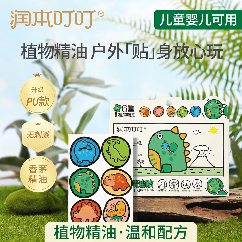 润本植物精油驱蚊贴儿童宝宝婴儿学生成人户外随身便携夏季防蚊贴