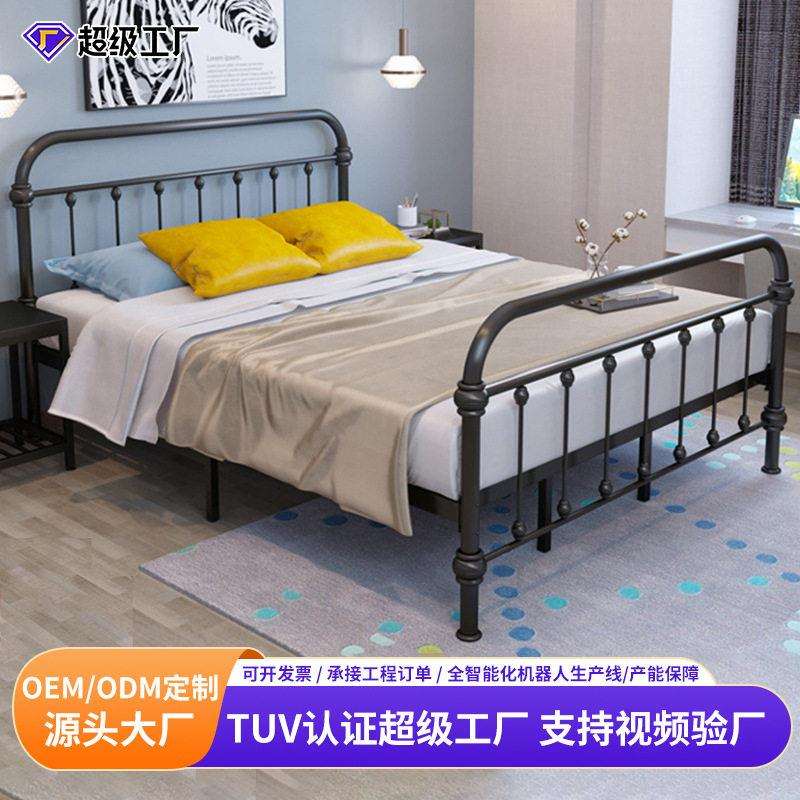 简约铁艺床青少年儿童床人床家用民宿公寓女孩简约金属铁架床