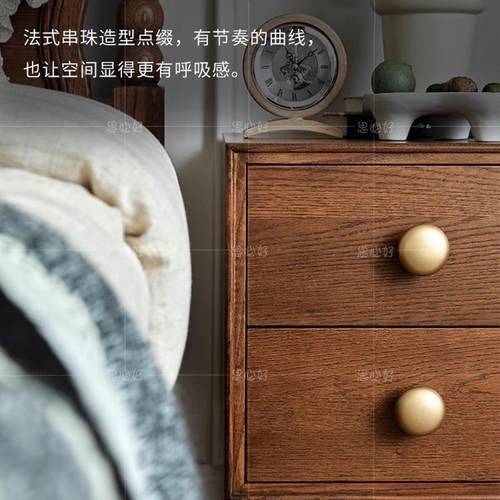 古风红橡木FS758507木床柜法式复古露实比收头纳储物柜中小边几家