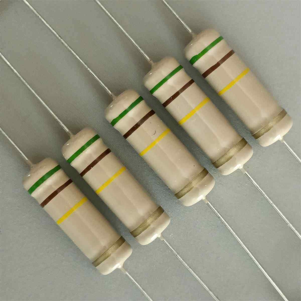 5W大功率四色环碳膜铜脚电阻10R150R1K100K68K220K330K470K510K1M