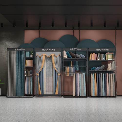 纺家卡架帘布样品可大样窗落地式成品展示架布料艺移动展厅吊货架