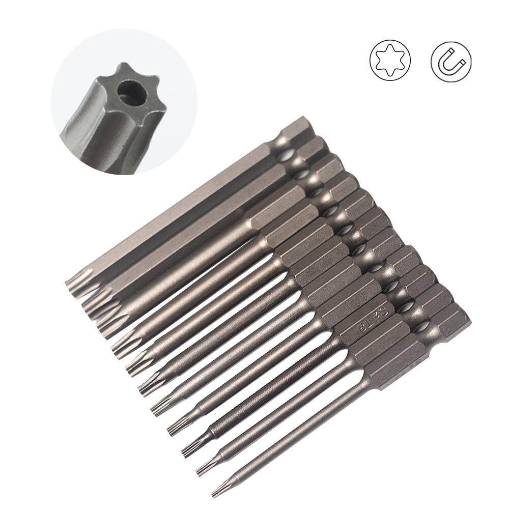 1/4六角柄空心梅花加长S2批头六角柄螺丝刀头改锥套装50-75-100mm