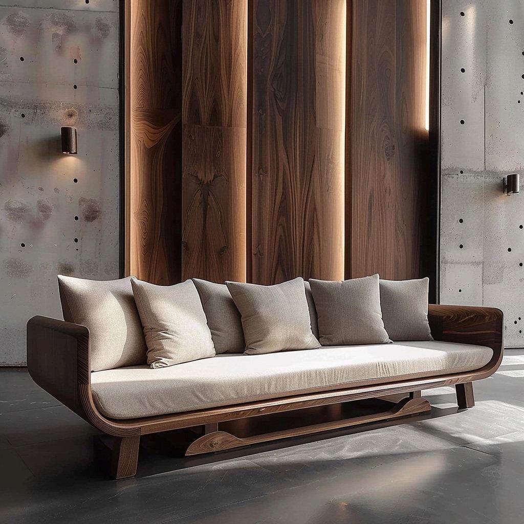 新中式2025新款实木小户型直排沙发黑胡桃木三人位贵妃榻罗汉床