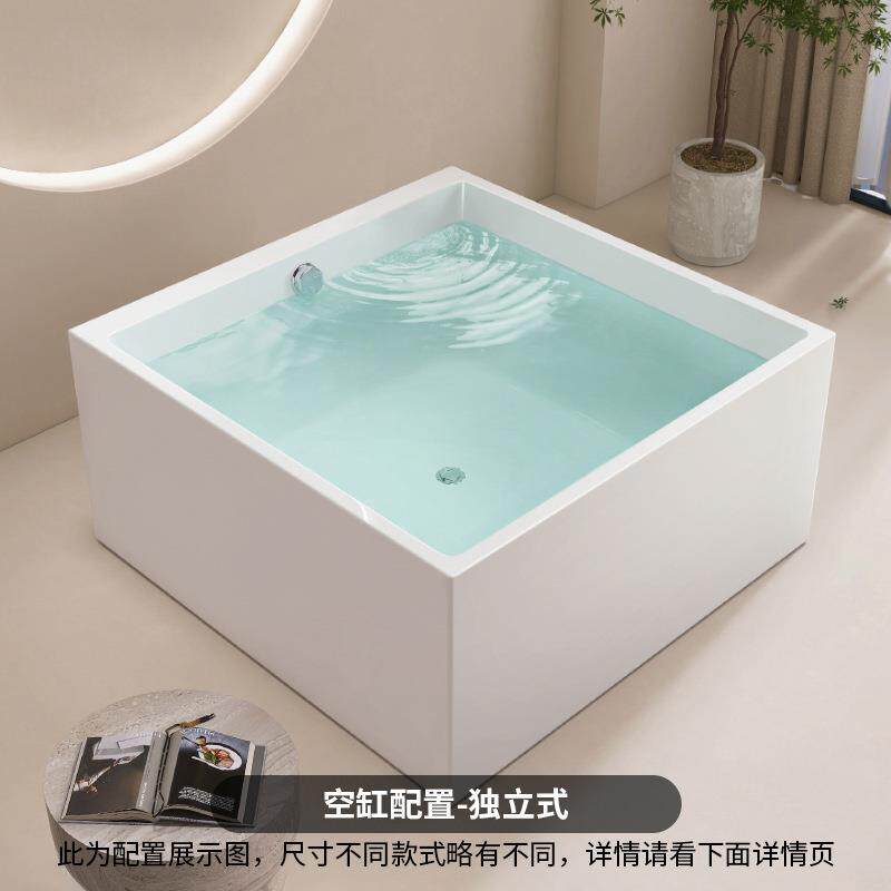 智能洗澡缸正方形 冲浪按摩恒温加热泡泡七彩氛围灯浴缸方型