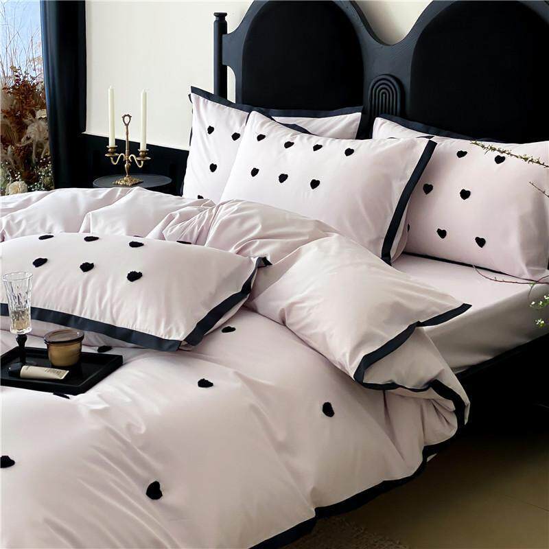 全棉水洗棉四件套毛巾绣爱心床上用品床笠款纯棉柔软纯棉床单1.8m