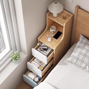 CLO室小型床头柜约现代夹迷缝极窄收简纳柜家用卧置物架你简易床