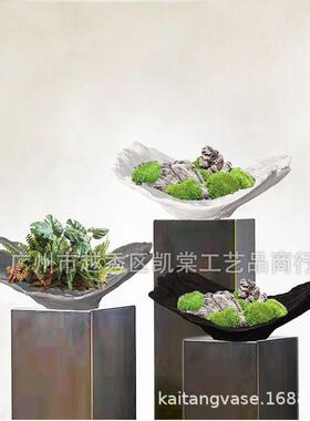 现代软装树脂桌面插花盆热卖艺术干花器装饰售楼部家装绿植摆件