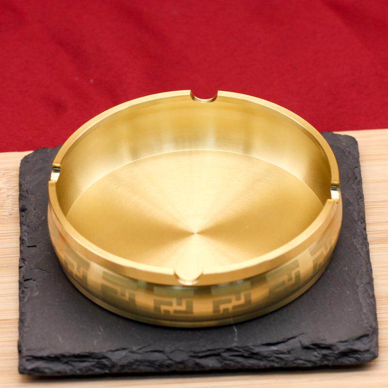 黄铜万字纹烟灰缸回纹车载带盖烟灰缸铜工艺品工厂现货