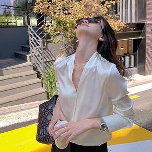 女高级感时尚 真丝感缎面衬衫 百搭通勤上衣夏 职场CP衬衫 DORACTR