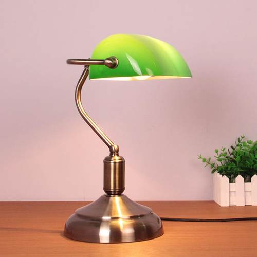 正品老美式民厅国怀旧上海银台灯欧式覆古客卧室书房行工作绿色调