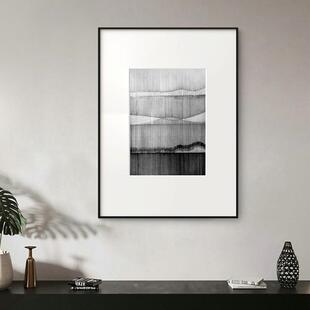 现代黑白线条装饰画单幅客厅画壁画抽象挂画简约样板间卡纸艺术画