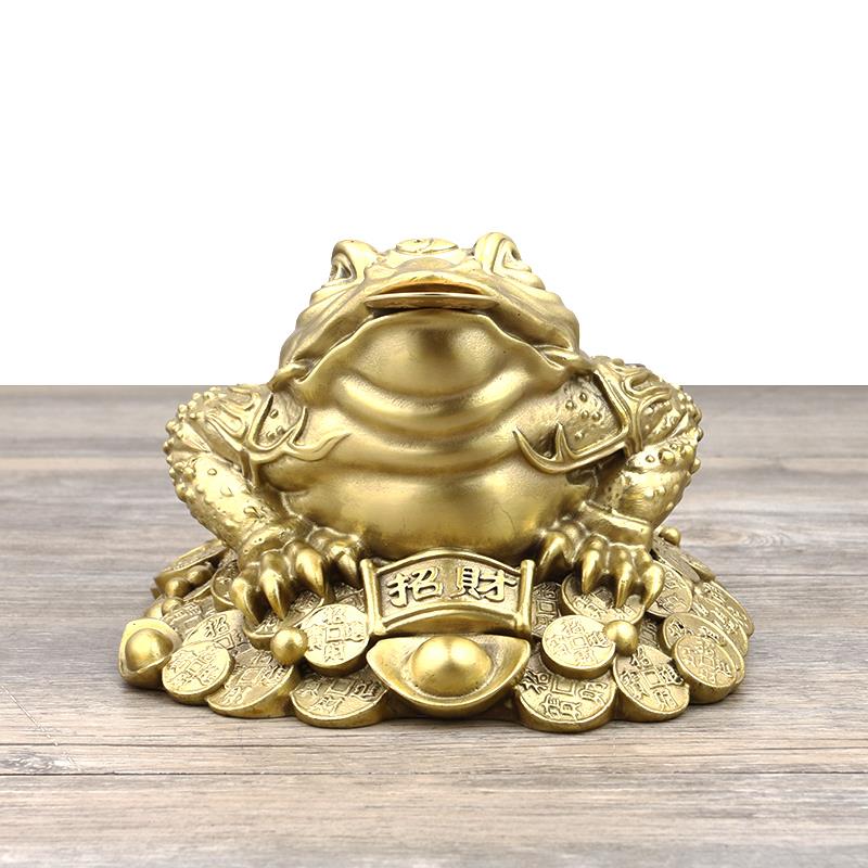 纯铜金蟾招财聚财摆件三足蟾蜍金蝉店铺办公室装饰客厅开业礼品