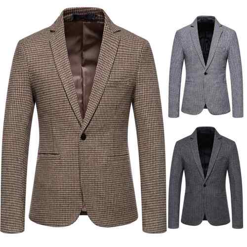 Men's single row one button suit, trendy woolen suit, warm