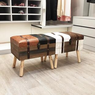 实木换鞋 店家用试衣间覆古卧室小凳子 凳收纳凳储物凳可坐网红服装