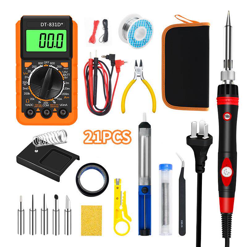 晨洲岛新款万用表维修21件套 学生电工焊接家用 调温内热式电烙铁