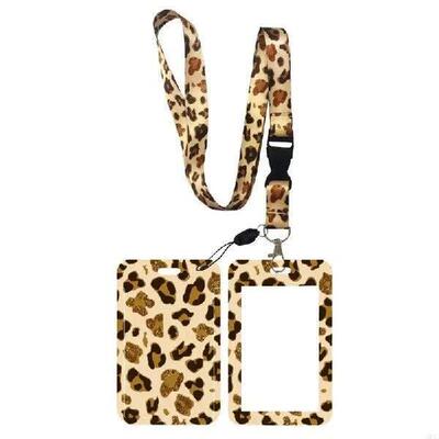 Lanyard with Retractable Badge Reel Card Holder Leopard