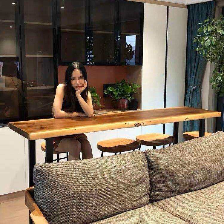 实木吧窄台桌家用桌阳高台靠墙桌子长条奶茶店酒吧脚桌椅玄熙坊50