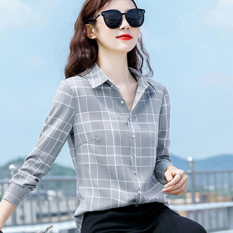 格子衬衫女设计感小众时尚气质高端上衣2025春秋新款百搭长袖衬衣