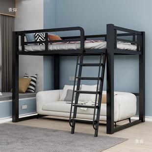 上床下桌铁艺高床架单上层复式 二楼床间省空错高低层床步梯阁9755