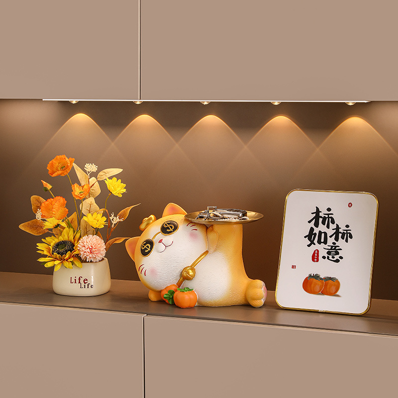猫摆件入户玄关钥匙收纳客厅轻奢装饰品乔迁新居礼品礼物