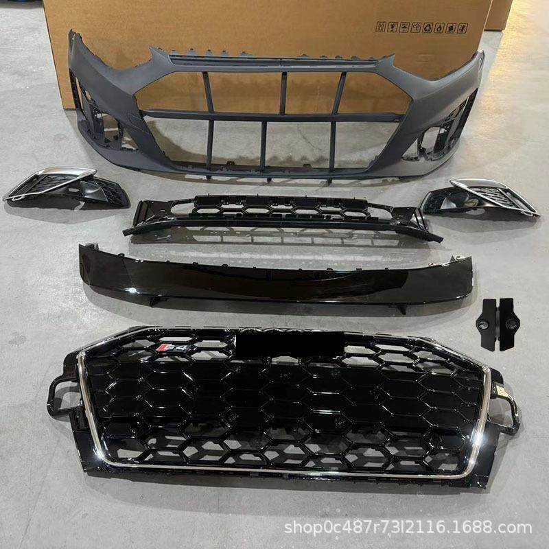 适用于奥迪A4保险杠B9.52021-2024款A4前杠总成中网雾灯框套件