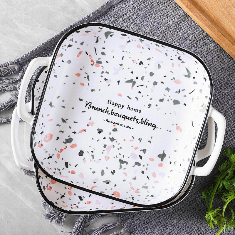 千顺盘子水磨石家用陶瓷方盘菜盘深盘创意饭盘汤盘高颜值北欧餐具,餐饮具,盘,淘宝优惠券,粉丝福利购,淘宝优惠卷