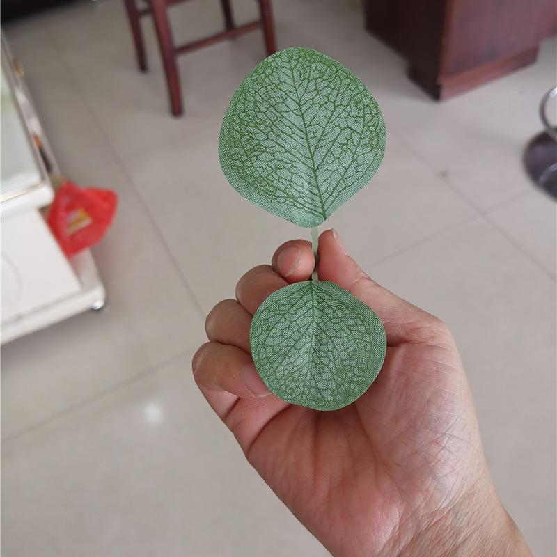 仿真花叶配件两叉金钱叶丝印尤加利叶布叶子壁挂藤条装饰叶片