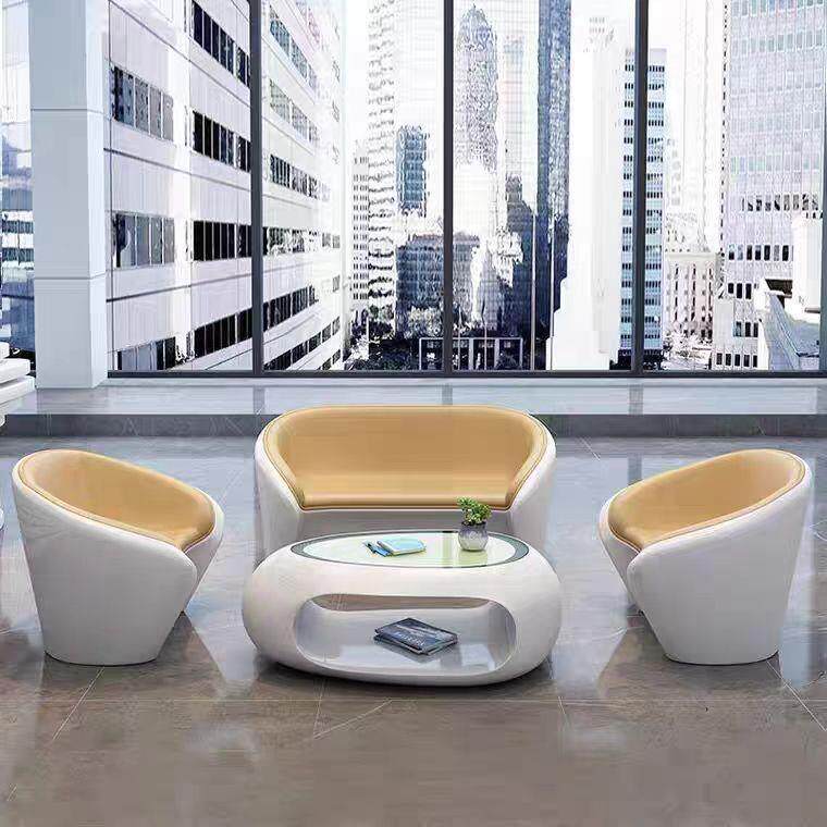 椭圆形沙发组合商务办公简约现代沙发茶几洽谈桌椅接待区办公沙发