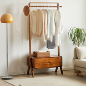 挂衣架卧室衣架落地式 入户多功能床边衣帽间置物架简约实木衣帽架