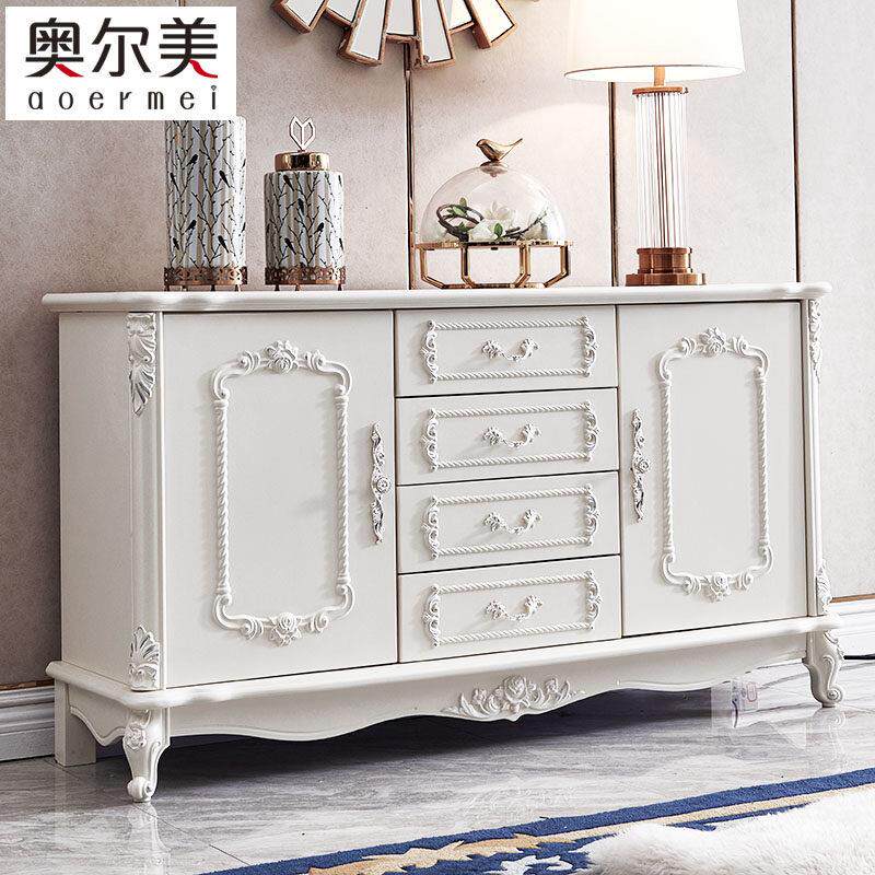 白色烤漆欧式餐边柜 坤玖品牌家用储物矮柜 密度板防潮可订制