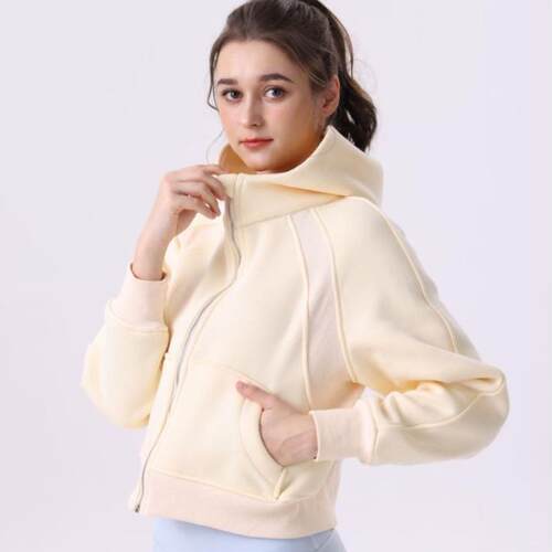 Yoga clothes for women, sports zipper, looped hoodie,