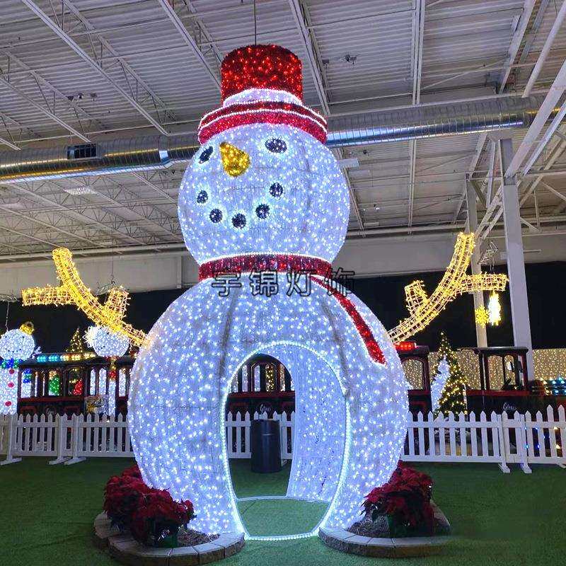 LED商场彩灯3D圣诞雪人灯饰室外户外大型灯光节造型景观装饰灯串