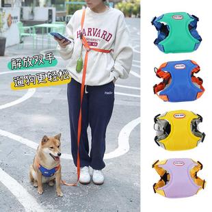 胸背帶柴犬柯基遛狗繩腰牽斜挎解放雙手跑步鏈子 狗狗牽引繩背心式