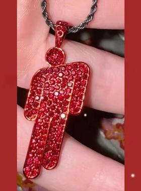 圣诞红色仿锆石项链小众简约原创设计轻奢ins时尚精致百搭送好友