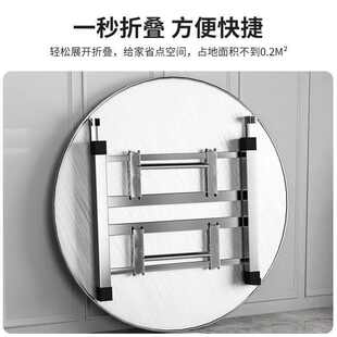 桌子摆摊排挡转盘圆桌大家用烧烤吃饭带特不锈钢圆桌圆形可折叠厚