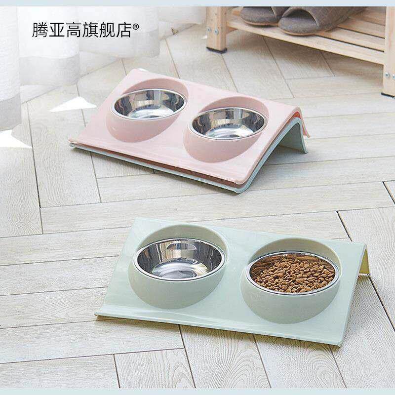 猫碗水粮一体猫食盆猫咪喝水碗猫粮碗斜口碗宠物食具喂食狗狗饭碗