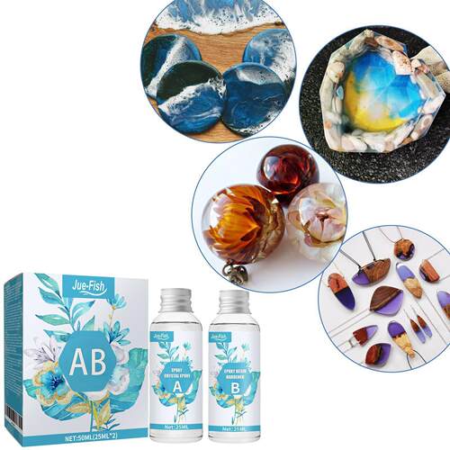 Jue-Fish AB Epoxy Resin - Ultra Clear Crystal Drop Resin, Ha