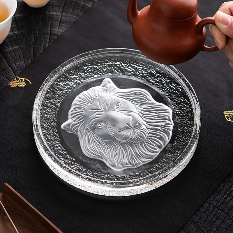 龙壶承耐热玻璃龙形茶盘干炮台养壶盘底座磨砂壶垫杯垫茶道配件盘