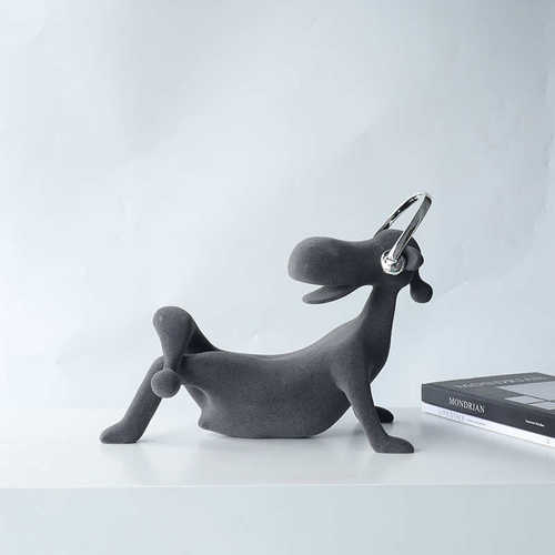 现代简约卡通树脂植绒摆件客厅电视柜儿童房装饰雕塑潮玩软装饰品