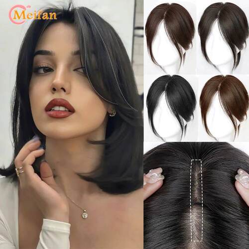 Middle Part Fake Bangs Fringe Synthetic Topper Hairpiece Cli
