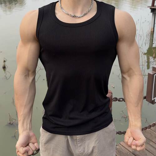 Men summer ultra tank set 4 single neck tops breathable