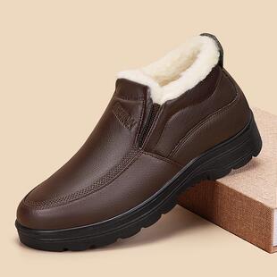 新款冬季老北京布鞋男加保暖老人鞋棉高帮绒加中厚老年舒适软底爸