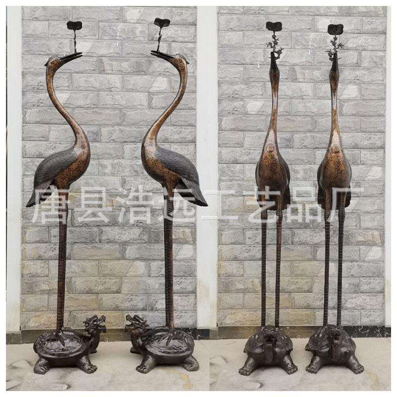 厂家铸造纯铜天鹅动物雕塑鹤登龟铜摆件园林景观铜仙鹤丹顶鹤