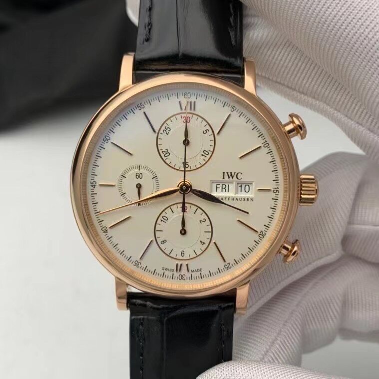 98新IWC万国柏涛菲诺18K玫瑰金自动机械42mm计时双历男表IW391020