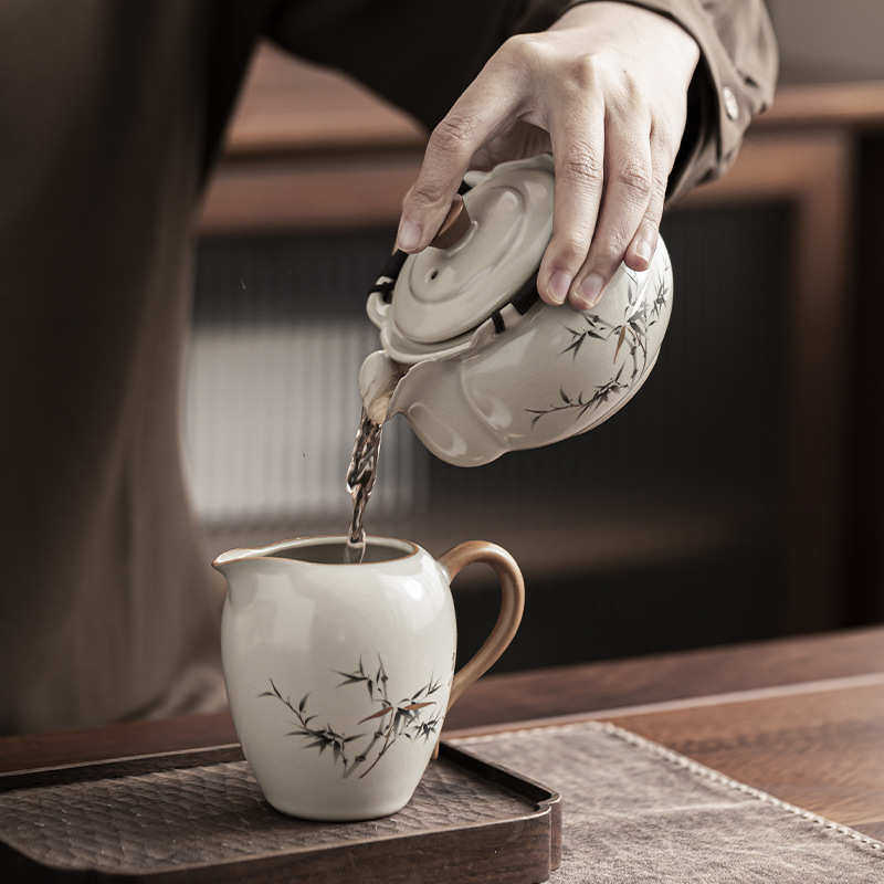 晨翔 汝窑手抓茶壶大号盖碗茶杯高档防烫功夫茶具富竹单壶泡茶器,餐饮具,茶壶,淘宝优惠券,粉丝福利购,淘宝优惠卷