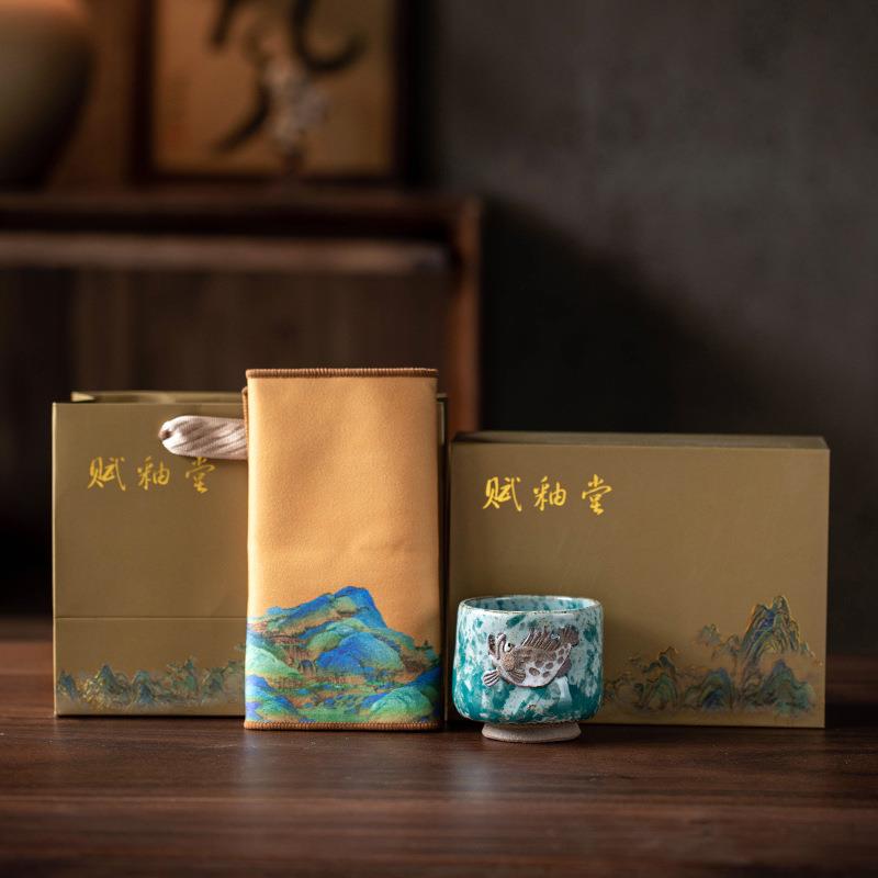 志野烧富贵有余主人杯个人专用茶杯柴烧岩矿茶盏家用手工陶瓷建盏