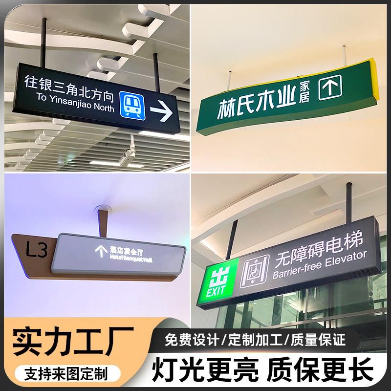 商场吊牌灯箱地示牌悬挂医院指超市下车库导向牌镂空发双面灯光箱